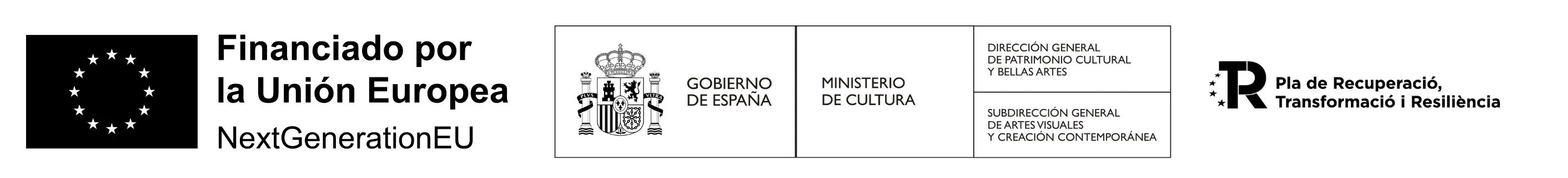 Logotipos de entidades financiadoras: Unión Europea – NextGenerationEU, Gobierno de España – Ministerio de Cultura, Pla de Recuperació, Transformació i Resiliència