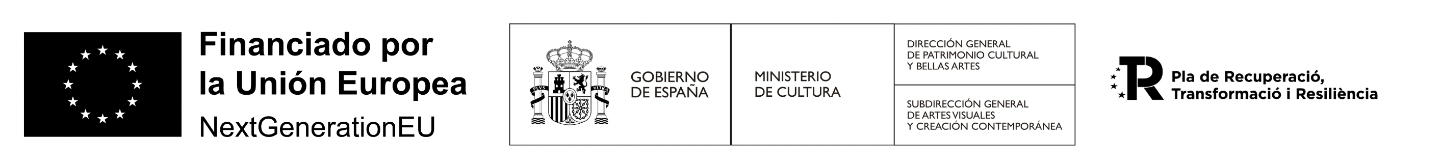 Logotipos de entidades financiadoras: Unión Europea – NextGenerationEU, Gobierno de España – Ministerio de Cultura, Pla de Recuperació, Transformació i Resiliència